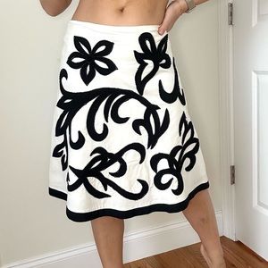 Beaded & Appliqué A-line Cotton Skirt